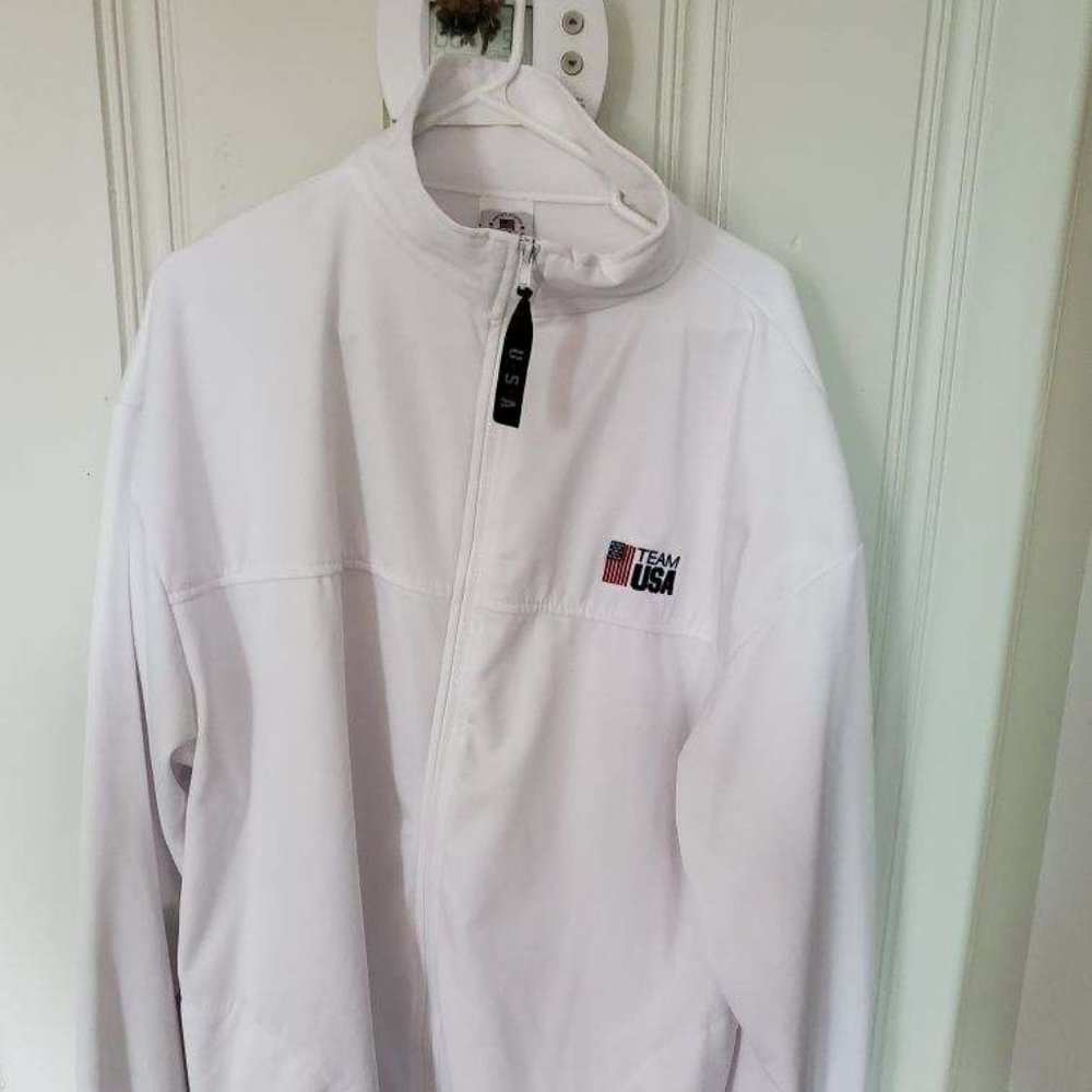 United States Olympic Committee Team USA Full Zip Up White Jacket Size 3XL